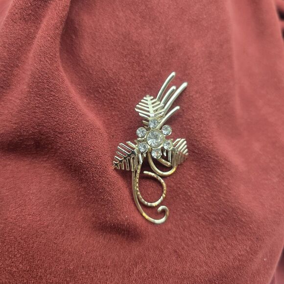 Vintage Rhinestone Silvertone Brooch Snowflake Abstract MCM - Picture 2 of 4